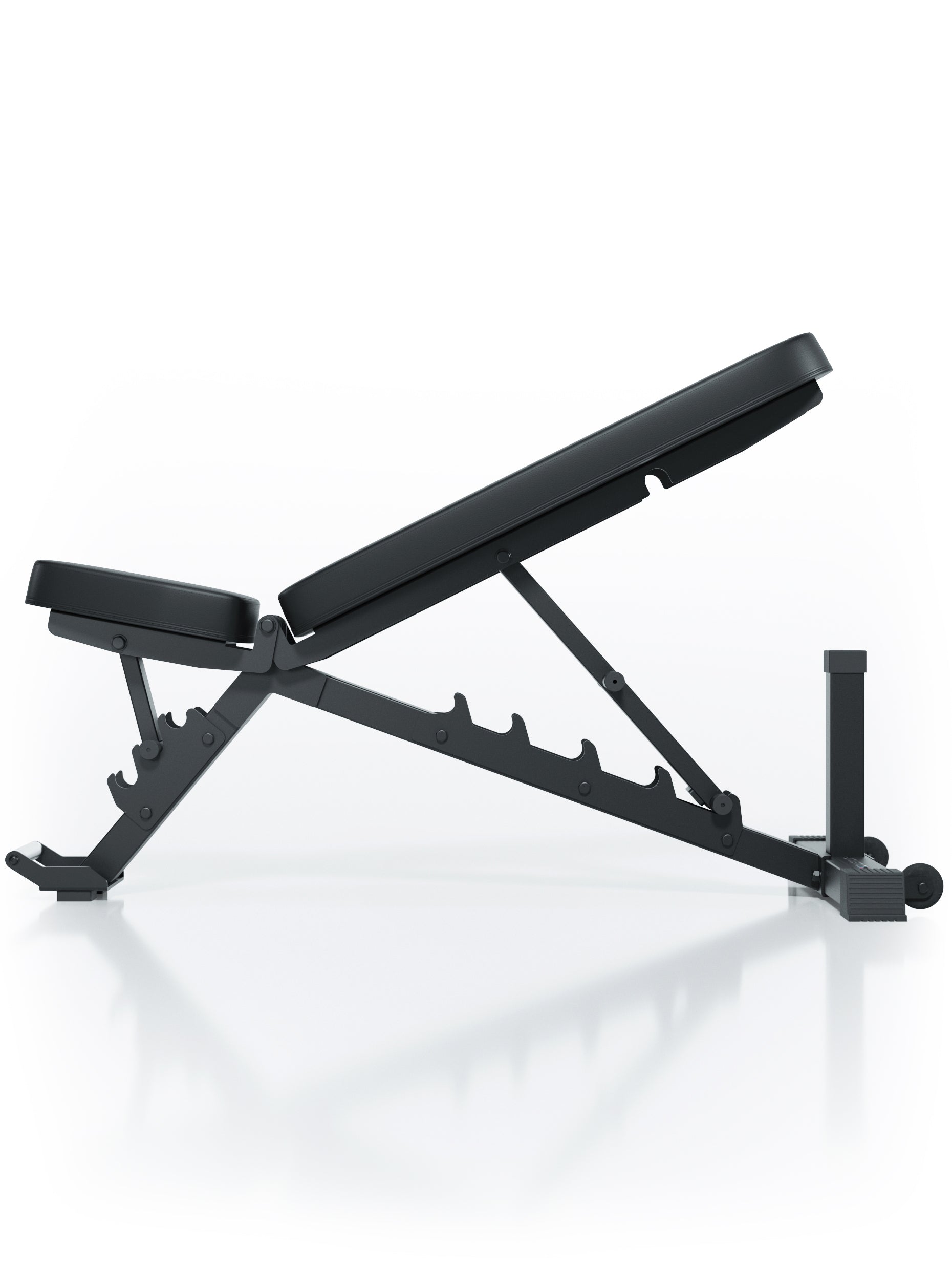 Hantelbank B4 verstellbar: Bis 450 kg belastbar | 30 kg schwere Schrägbank | Rückenlehne 6-fach, Sitz 3-fach verstellbar | Fitnessbank mit Transportrollen und Griff
#material_leder