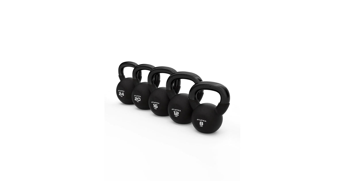 Kettlebell ATLETICA 4 à 32 Kg – Poignée Chromée, Revêtement Caoutchouc, Acier Qualité Studio