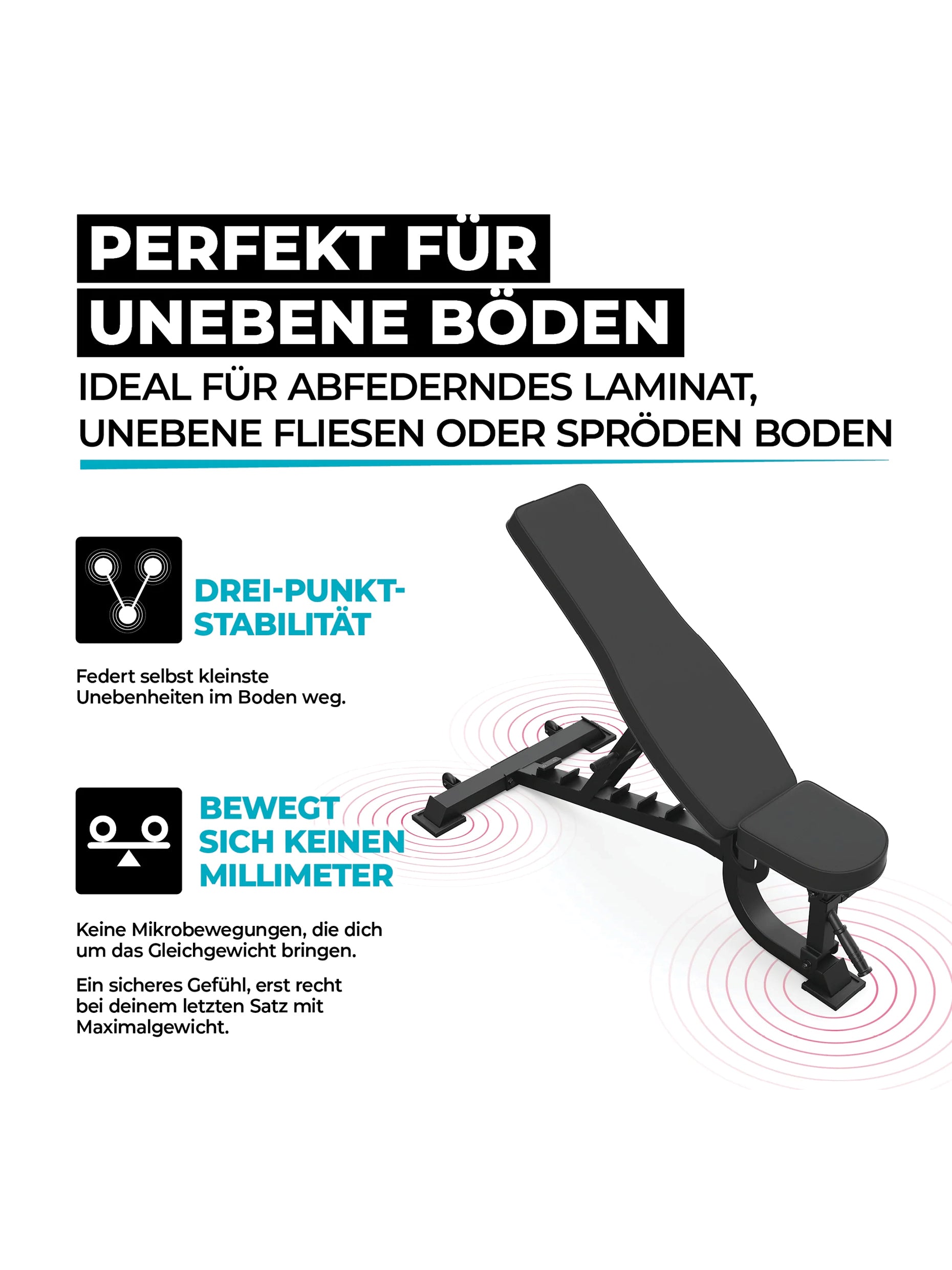 Hantelbank B2: perfekt für unebene Böden