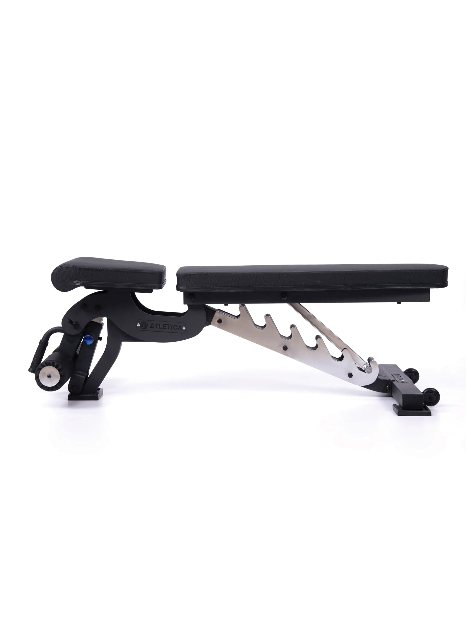 ATLETICA B6 Hantelbank, negativ verstellbar, mit 90° Winkel, mit Fussblocker für Situps, in schwarz, für Fitnesstraining mit Kurzhanteln und Langhanteln, #material_mesh