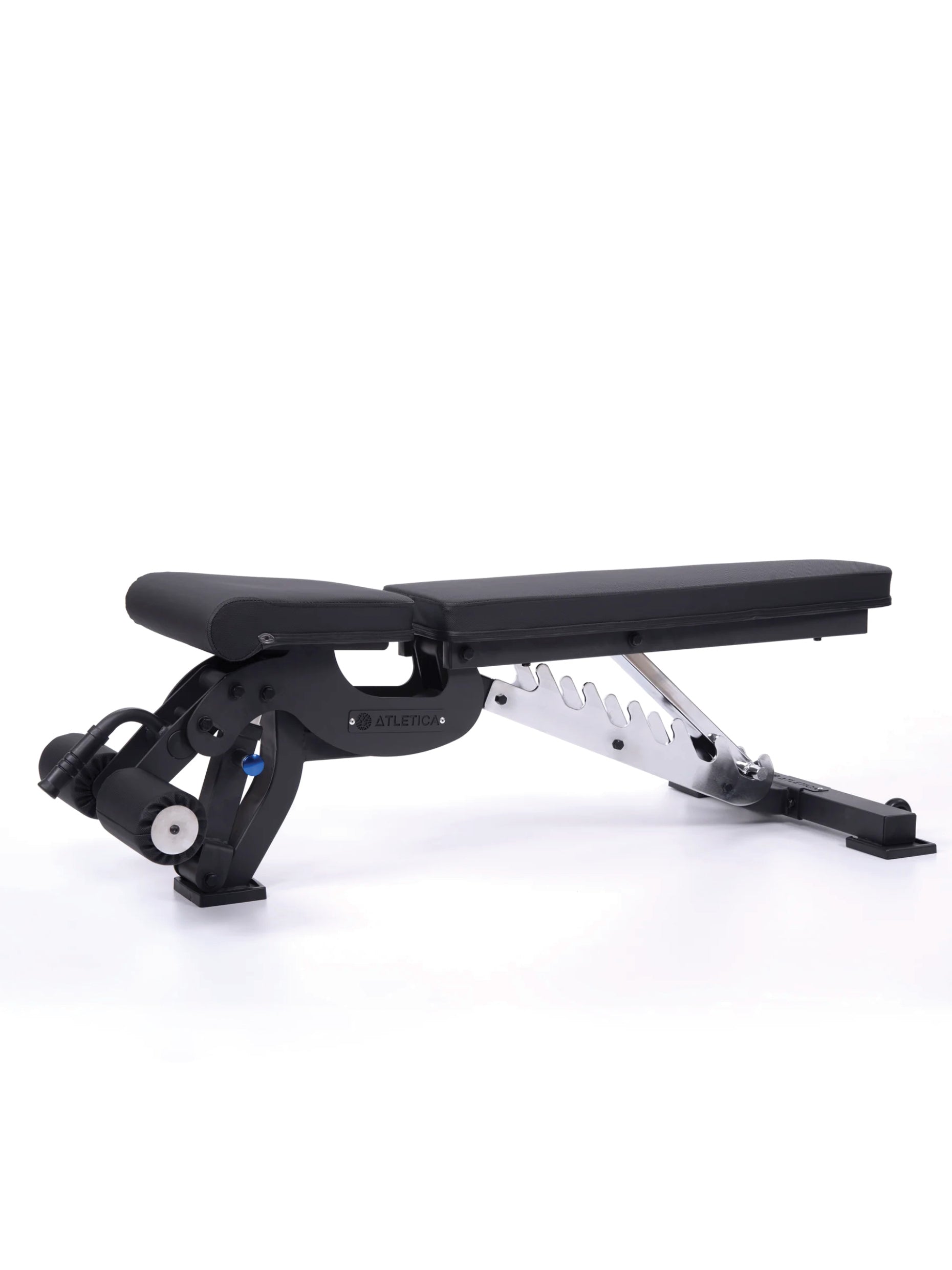 Hantelbank B6, negativ verstellbar, mit 90° Winkel, mit Fussblocker für Situps, in schwarz, für Fitnesstraining mit Kurzhanteln und Langhanteln, #material_mesh