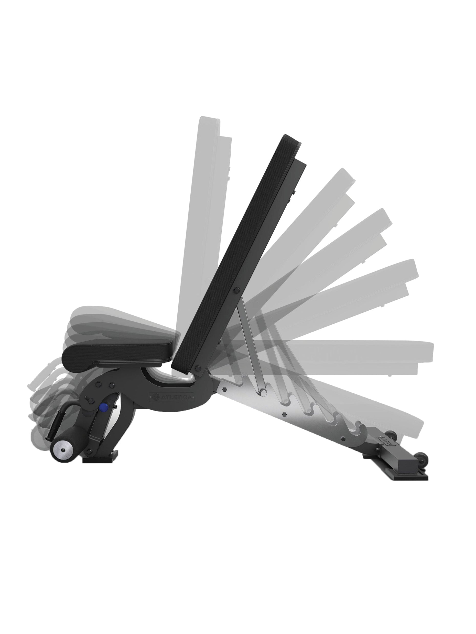 Hantelbank verstellbar in unterschiedlichen Winkeln, von 90° bis Flat Position bis negative Position. Der Sitz und das Fussblocker kann ebenfalls verstellt werden, #material_mesh