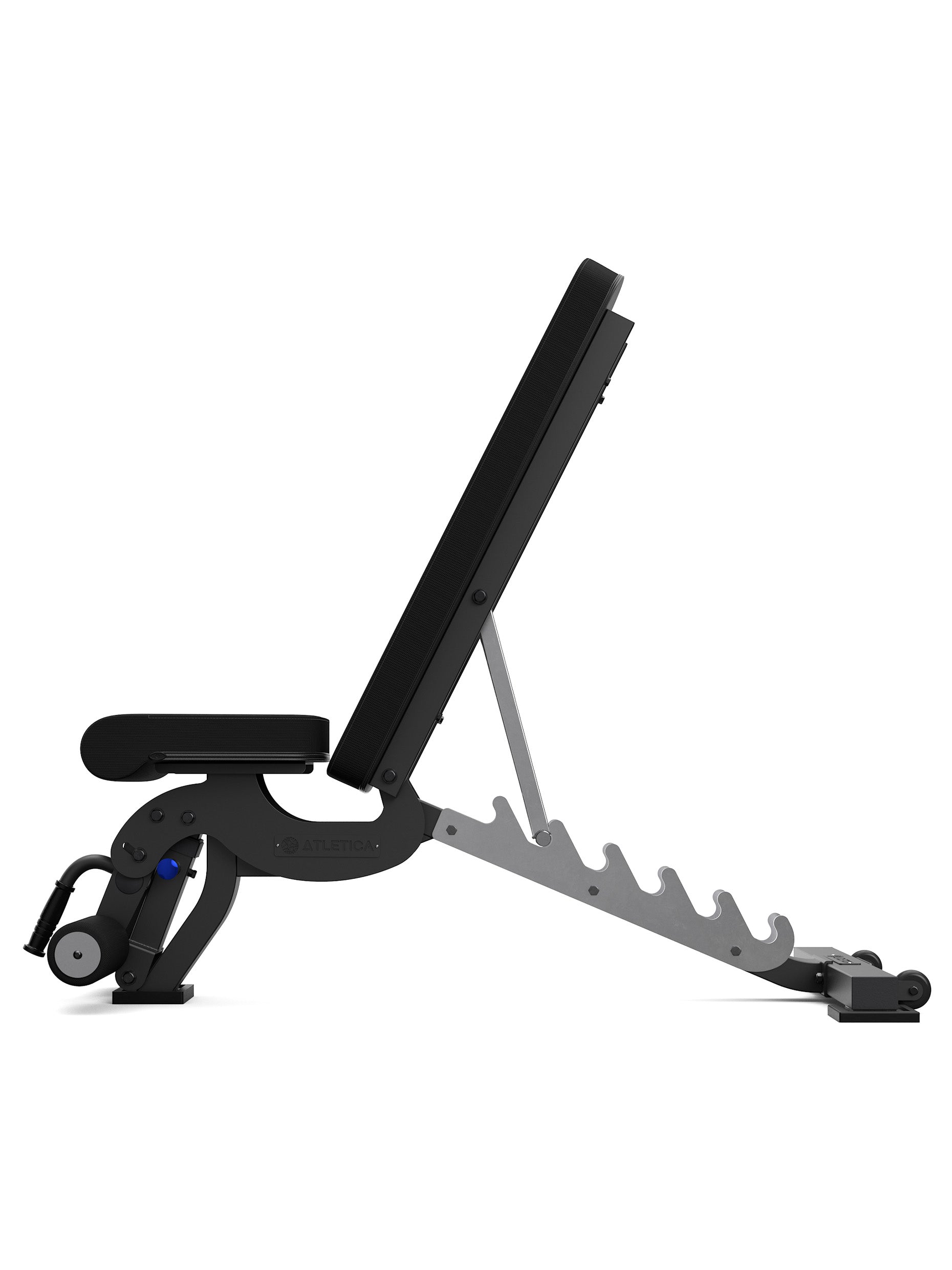 Hantelbank B6, negativ verstellbar, mit 90° Winkel, mit Fussblocker für Situps, in schwarz, für Fitnesstraining mit Kurzhanteln und Langhanteln, #material_leather
