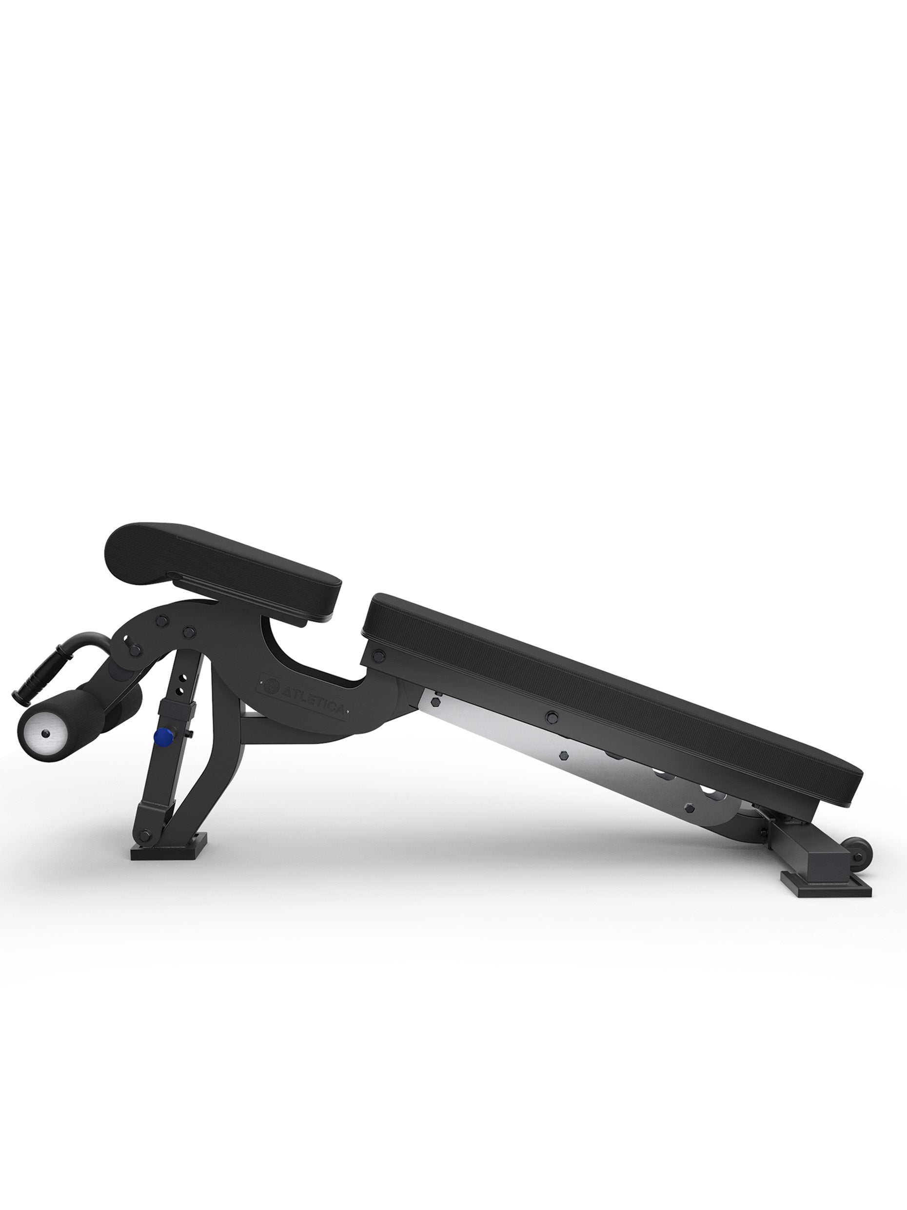 Hantelbank B6: mit 90° Winkel, mit Fussblocker für Situps, in schwarz, #material_leather