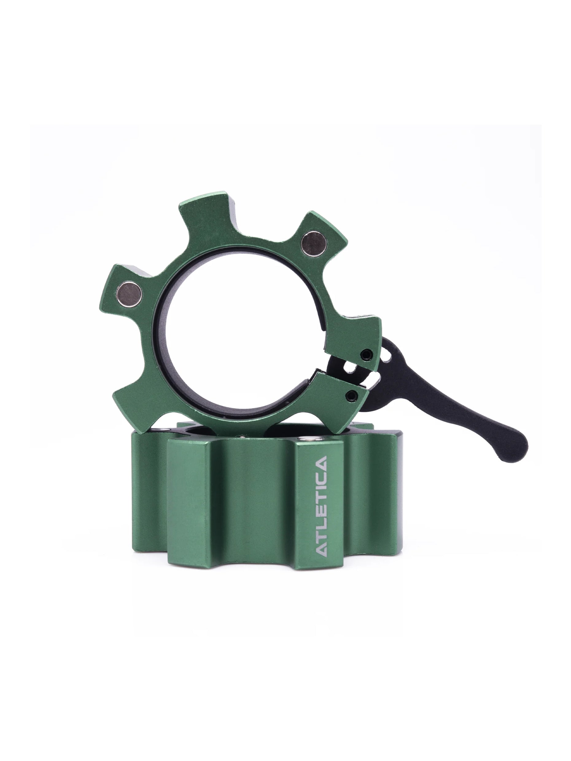 Aluminium Hantelverschlüsse Paarweise | 50 mm | Magnetisch | Gummischutz auf der Innenseite | Hervorragender Halt | #color_electric-green