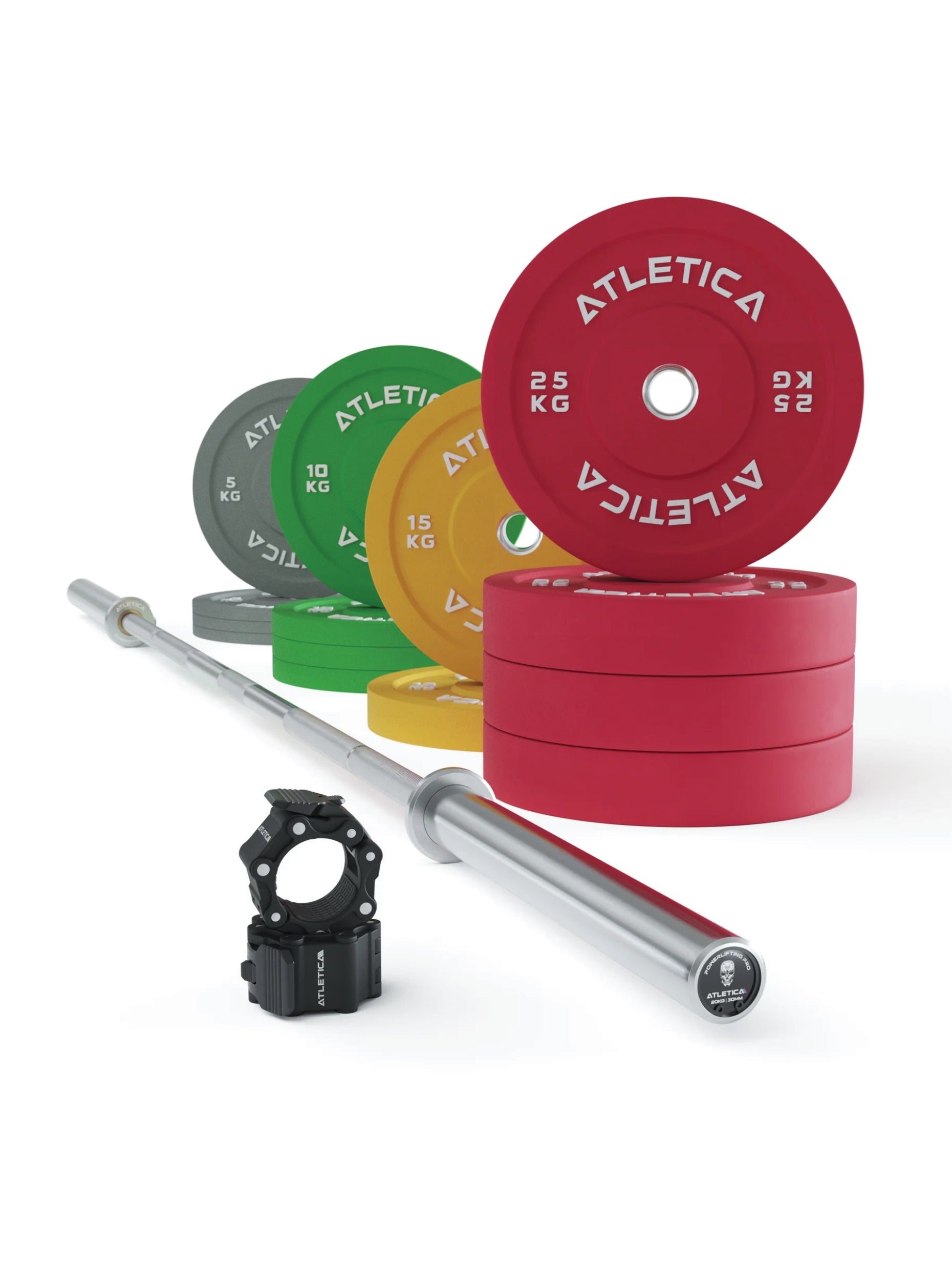 Hantelstangen Set: Spezielle Powerlifting Hantelstange | 190kg Bumper Plates | Pro Collars | Kraft und Präzision, #beta-powerlifting-hantelstange-farbe_chrome