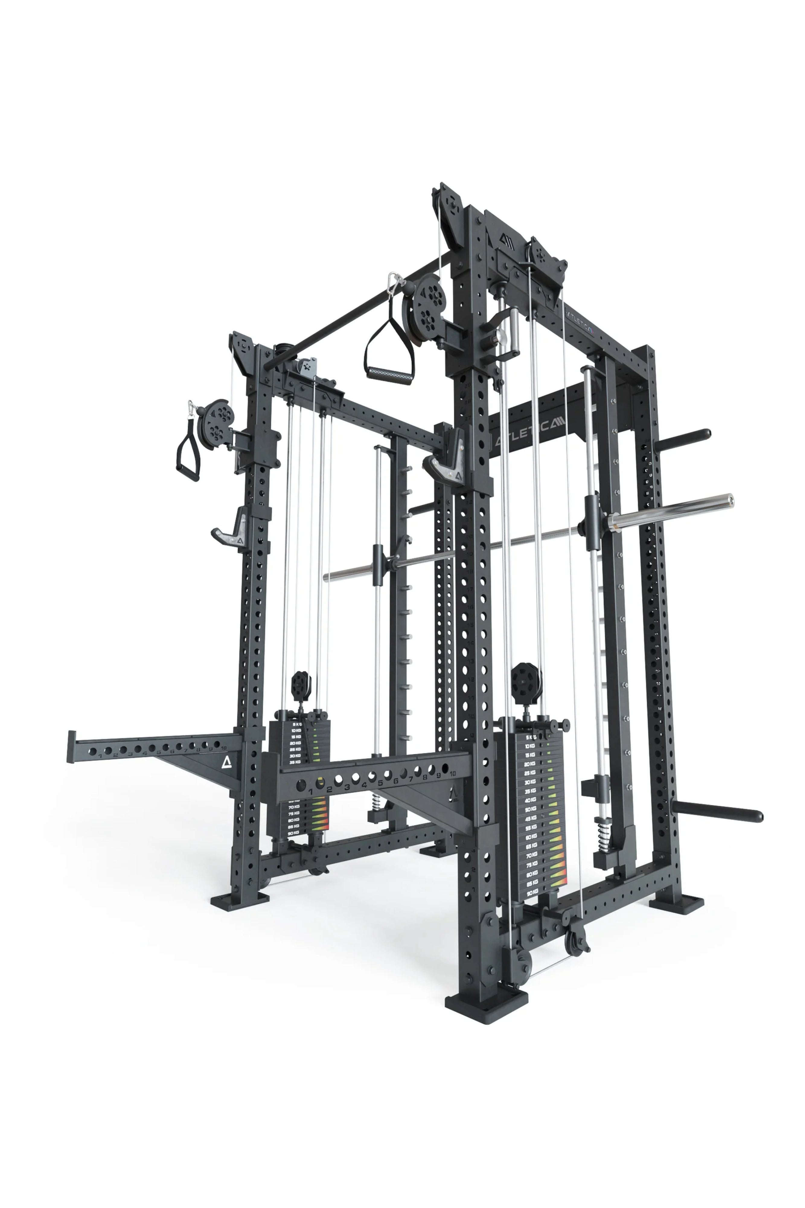 Power Racks R8 Bradley: in vier Versionen verfügbar Kabelzugsystem mit 2x90kg seitlichen Gewichtsblocks | Modular ausbaubar mit Multipressen und Jammer Armen #size_combat