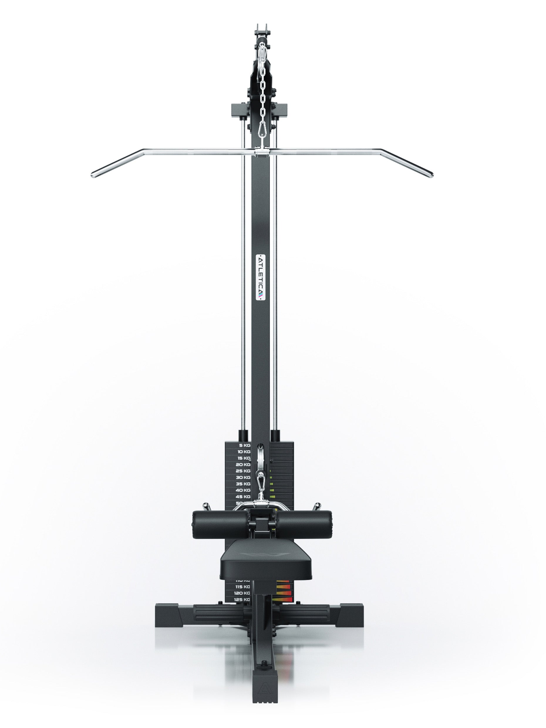 Kraftgerät Latzug mit Ruder-Station: 125 kg Steckgewicht