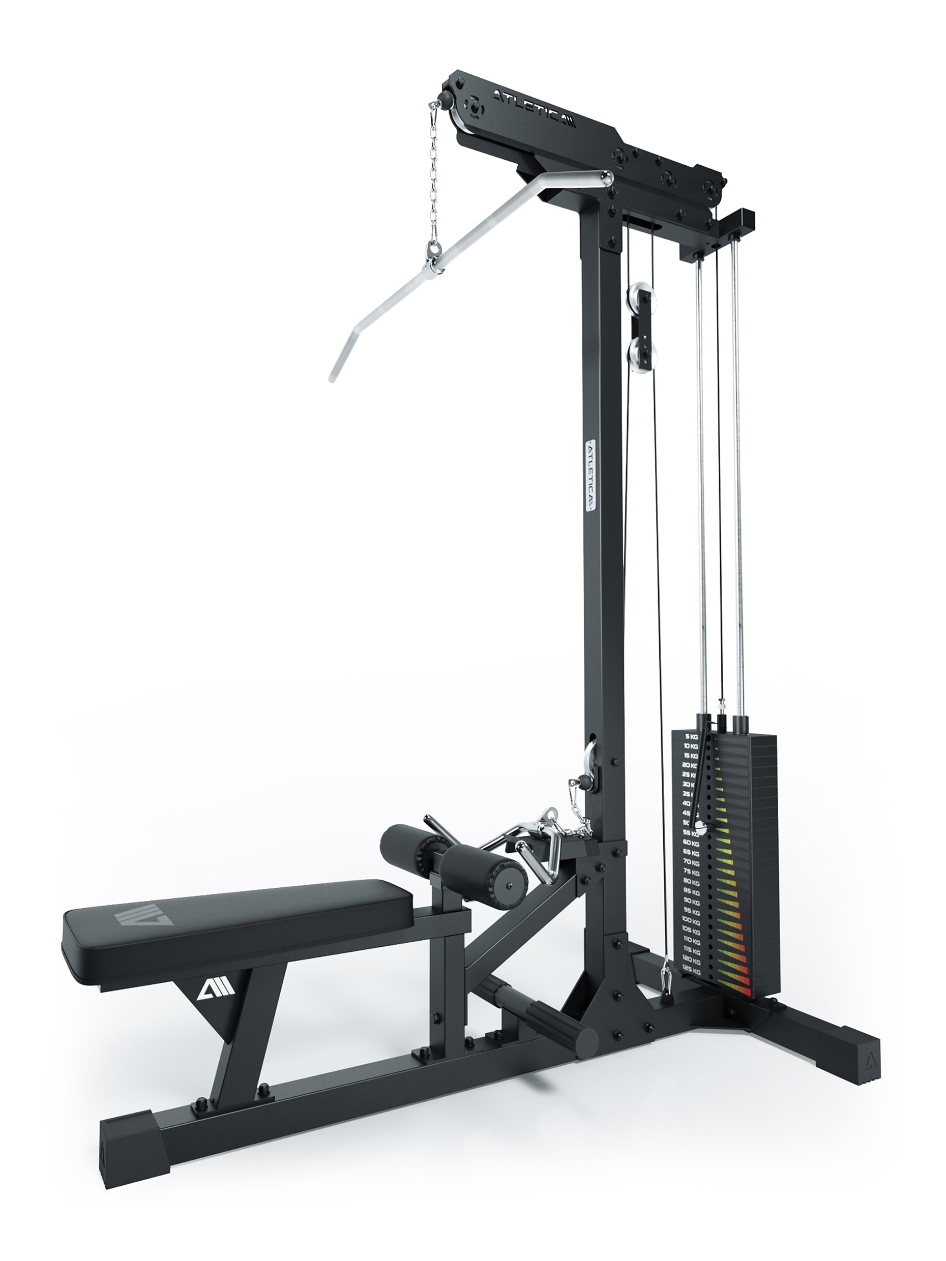 Station à poulie de musculation avec barre de tirage et disque