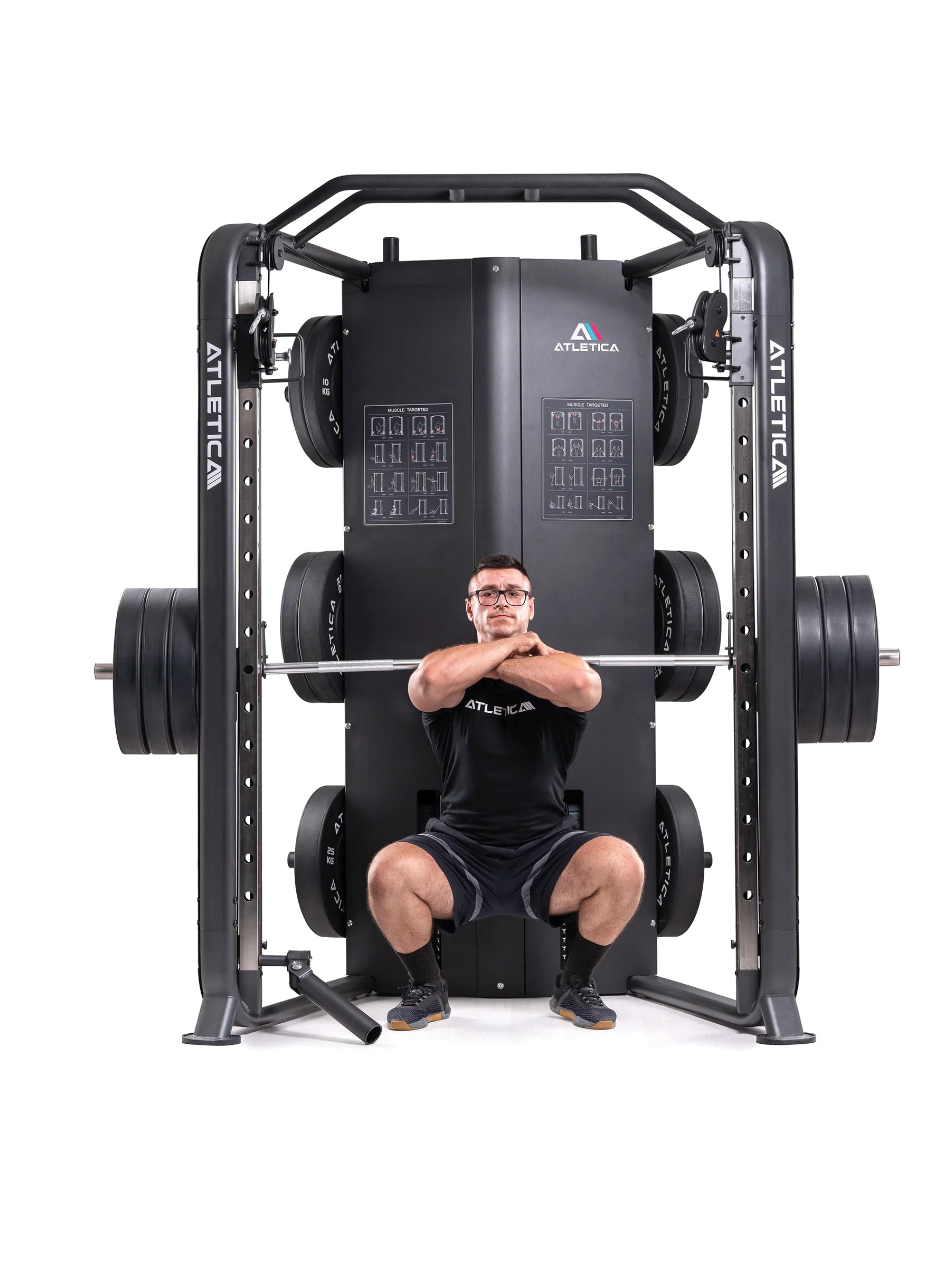 Kraftstation Multipresse, Premium Smith Maschine DarkStar: ideal für Fitnesstraining mit Hantelbank und Gewichten