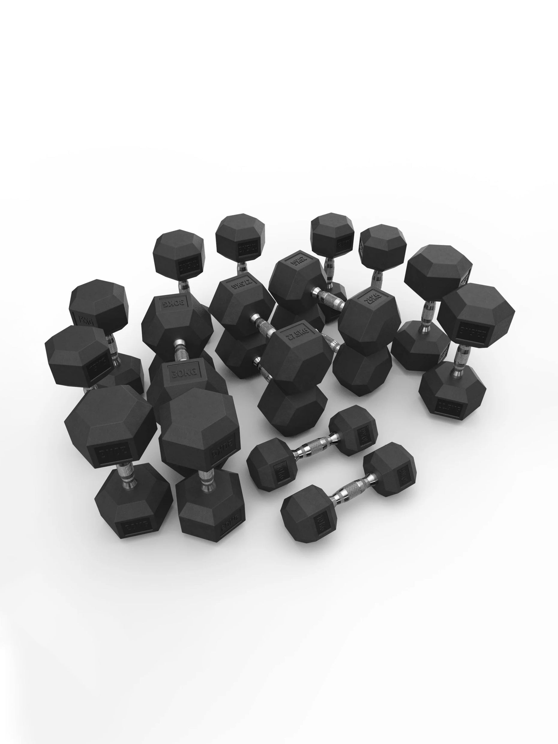 Gewichtsscheiben Hexagon Kurzhanteln: Hexagon SET 10kg-30kgATLETICA Hexagon PVC Kurzhanteln SET ∣ 10kg bis 30kg Paare ∣ jeweils 2.5kg Steigerung ∣ Professioneller PVC Bezug