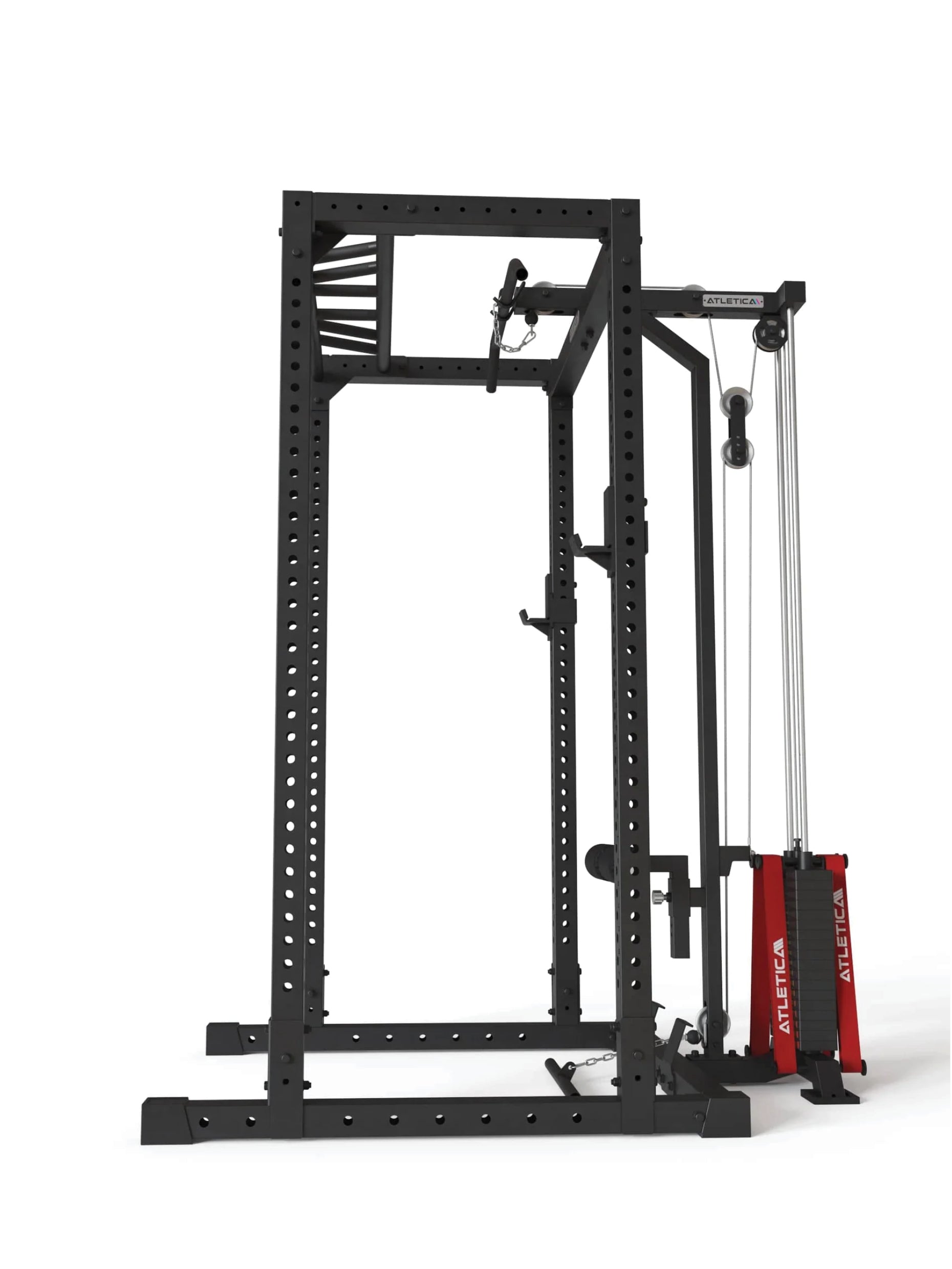 Squat Rack R7-Base Stack mit Latzug | Ruderstation | Jammer Arms | Dip & Pull-Up Bar | Landmine | J-Hooks, Weight-Pins & Band Pegs, #size_204-cm