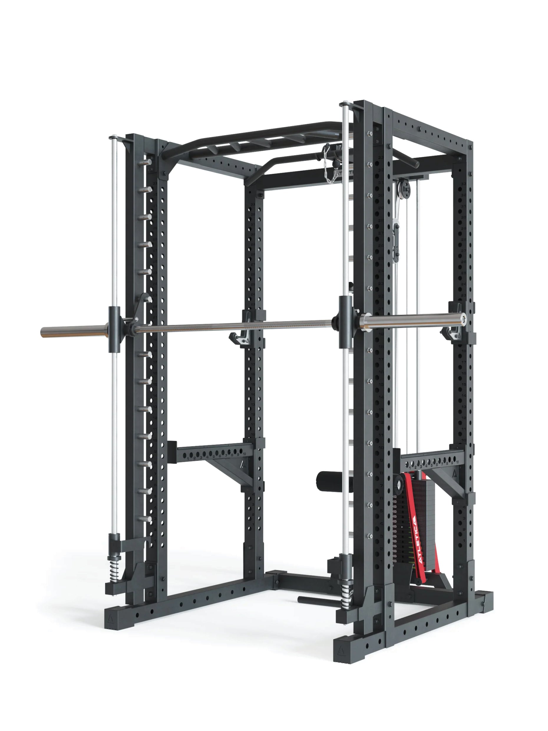 Power Rack R7-Daemon: Squat Rack mit Latzug und Smith Machine, #size_220-cm