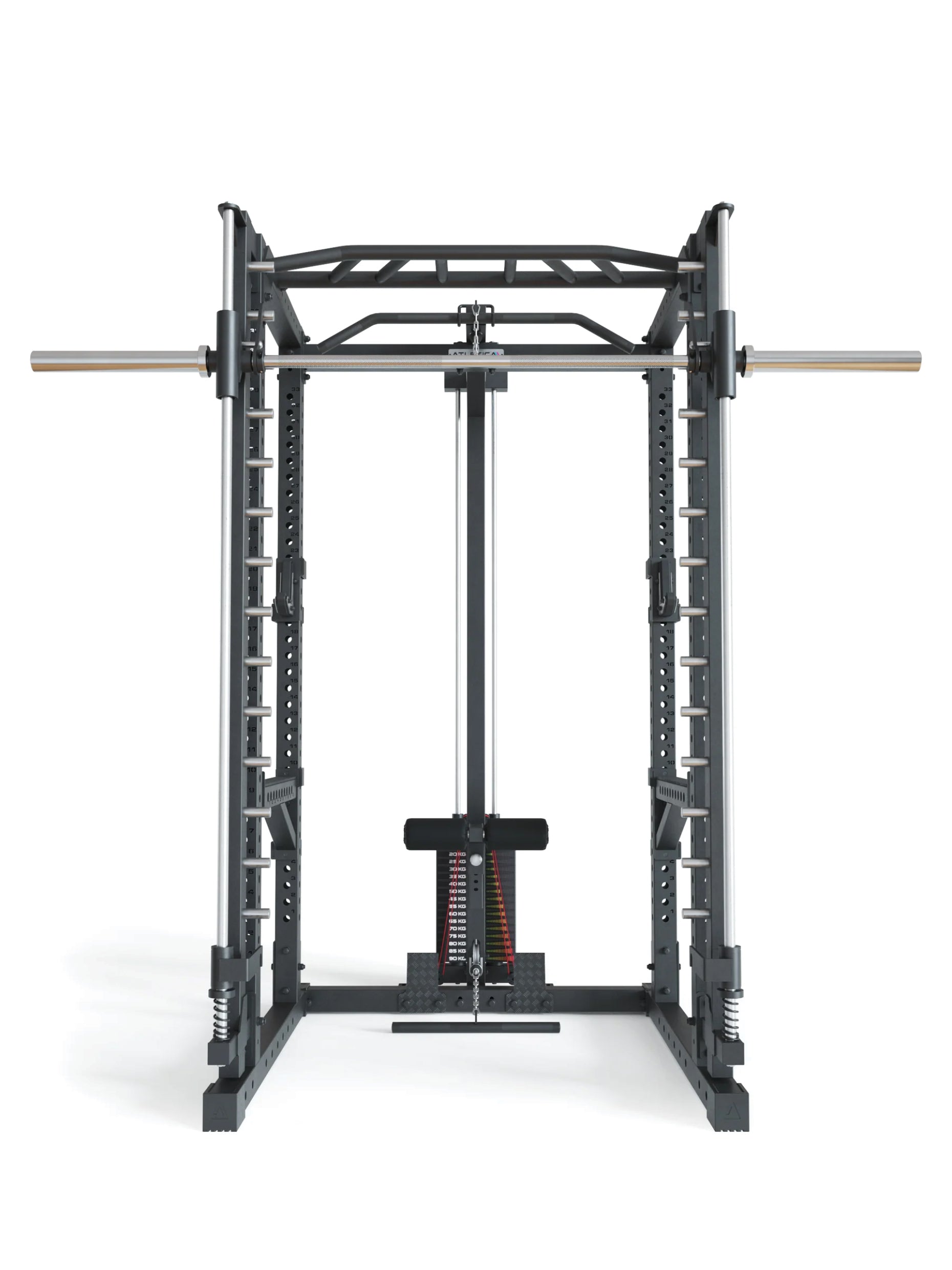 Power Rack R7-Daemon: Squat Rack mit Latzug und Smith Machine, #size_220-cm