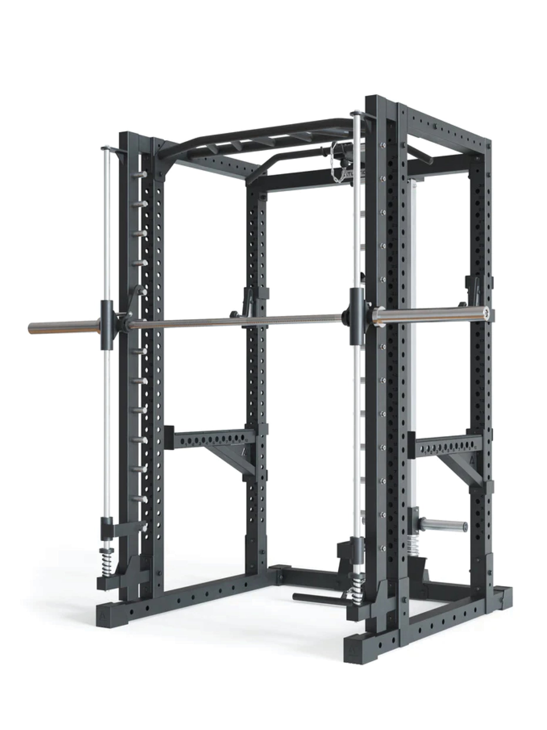 Power Rack R7-Forge: Squat Rack mit Smith Machine | Latzug & Langhantel | Smith kann optional vor oder hinter dem Rack angebracht werden, #size_204-cm