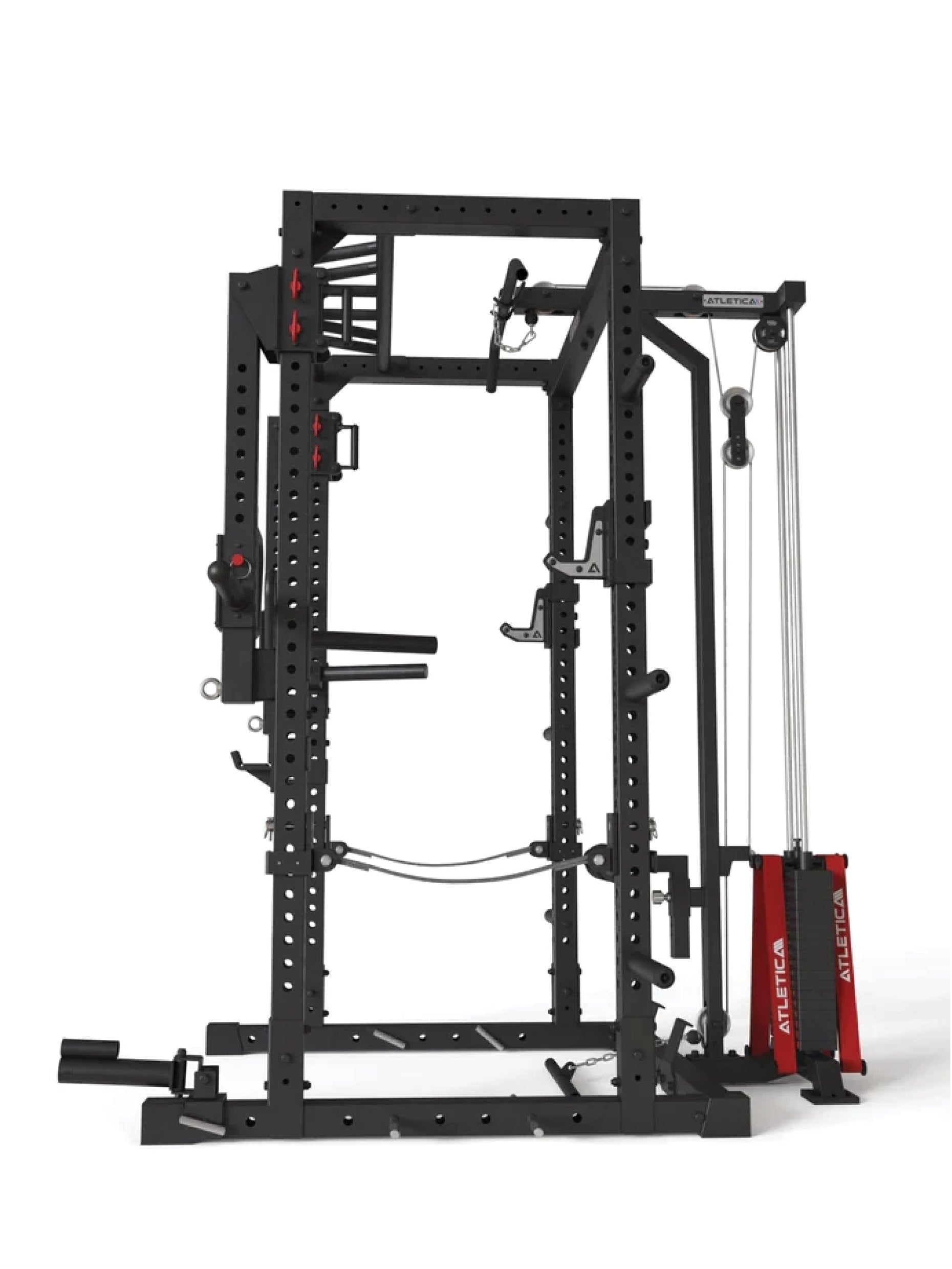 Power Rack R7-Helix: 90kg oder 120kg Stack Weight Squat Rack | Latzug & Jammer Arms,