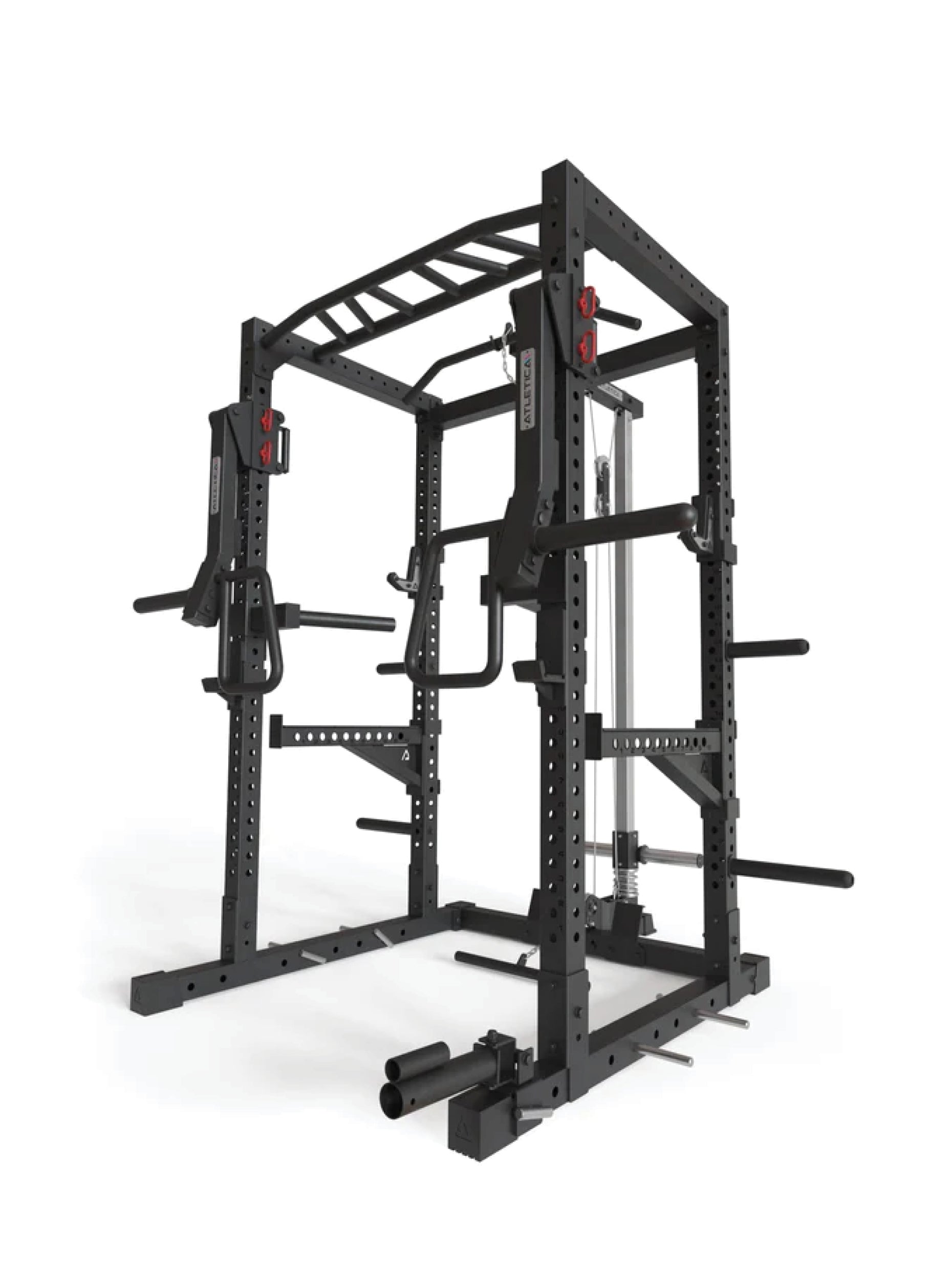 Power Rack R7-Kano: Squat Rack mit Latzug | Ruderstation | Jammer Arms | Klimmzugstange | Dip Bar | Landmine | J-Hooks, Weight-Pins & Band Pegs | in zwei Höhen verfügbar, #size_200-cm
