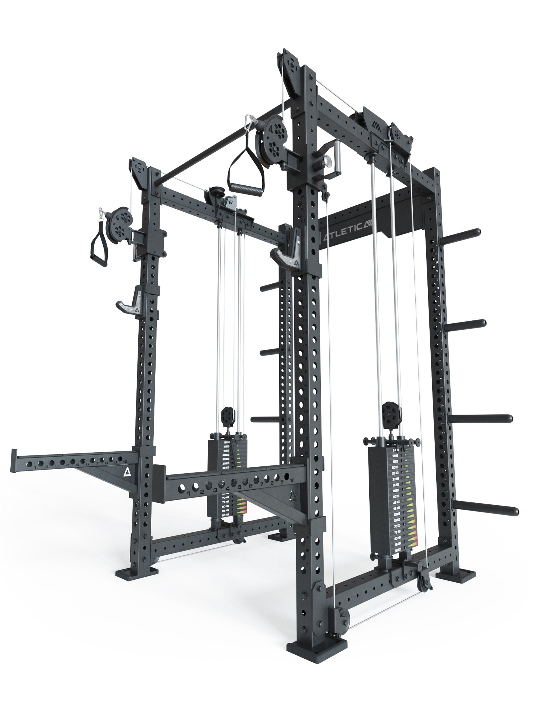 Power Racks R8 Bradley: in vier Versionen verfügbar Kabelzugsystem mit 2x90kg seitlichen Gewichtsblocks | Modular ausbaubar mit Multipressen und Jammer Armen #size_lang