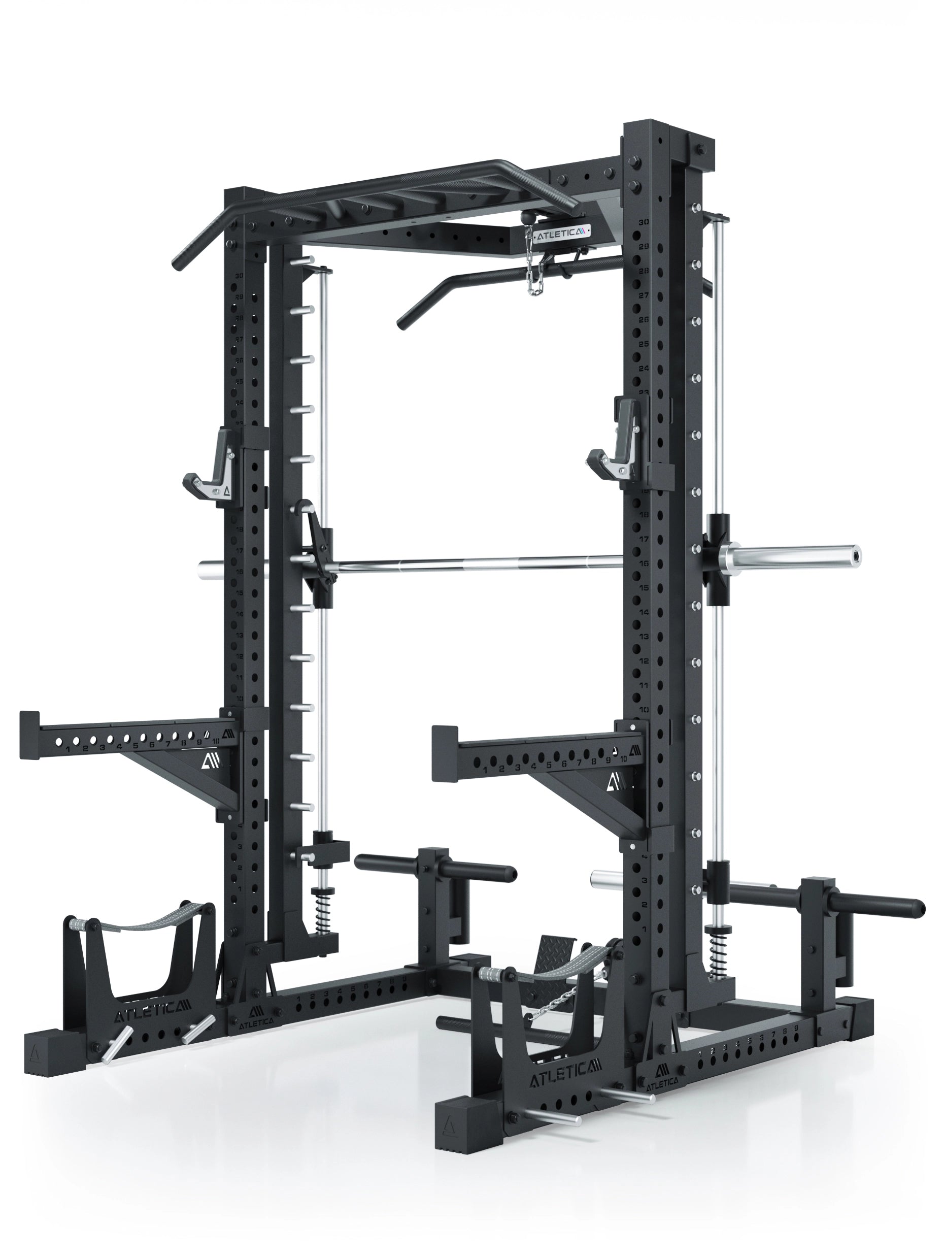 ATLETICA R7 Squat Rack mit Latzug und Multipresse Nemesis 70x70 Uprights R7 Serie #size_203-cm