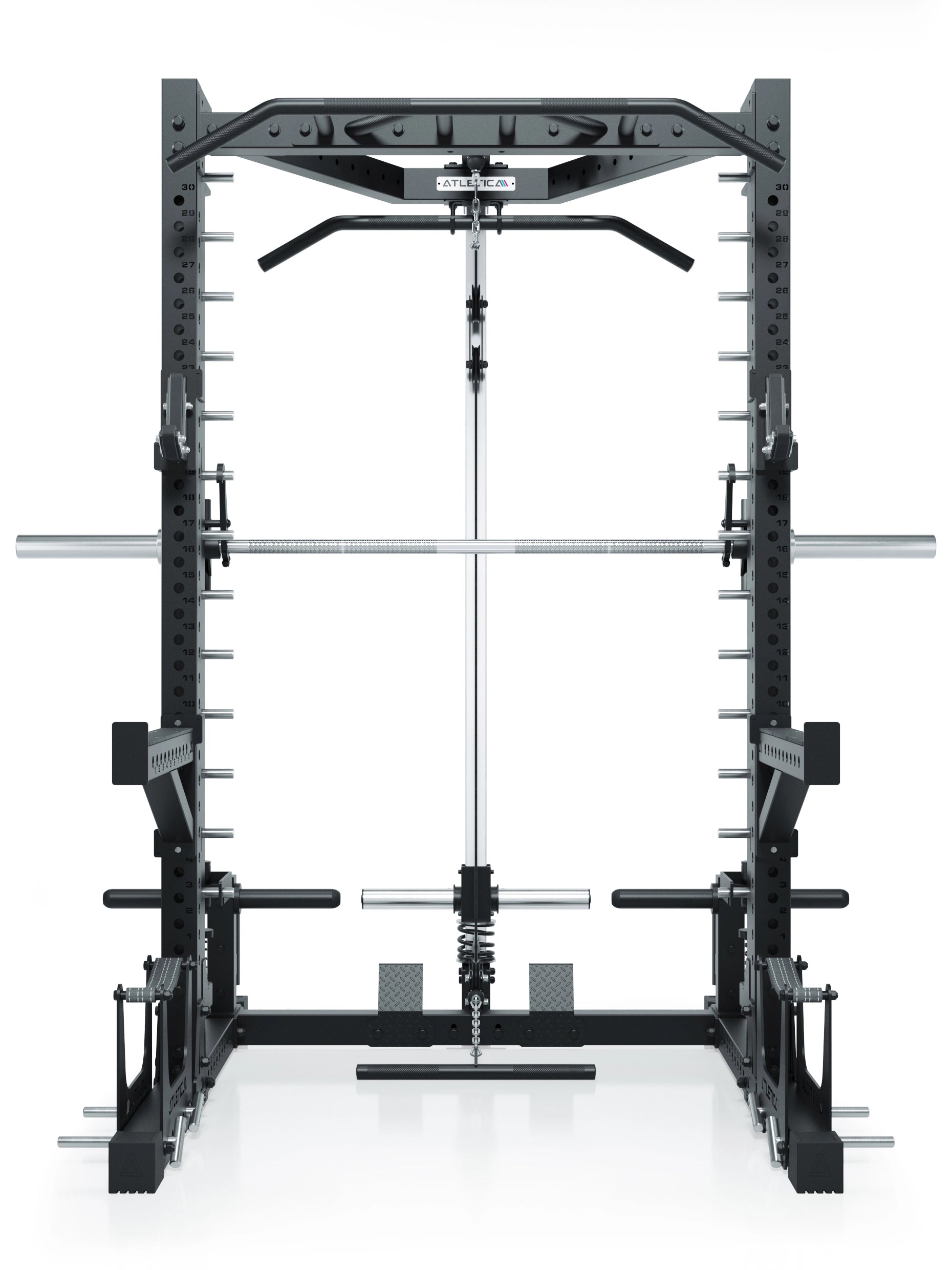 ATLETICA R7 Squat Rack mit Latzug und Multipresse Nemesis 70x70 Uprights R7 Serie #size_203-cm