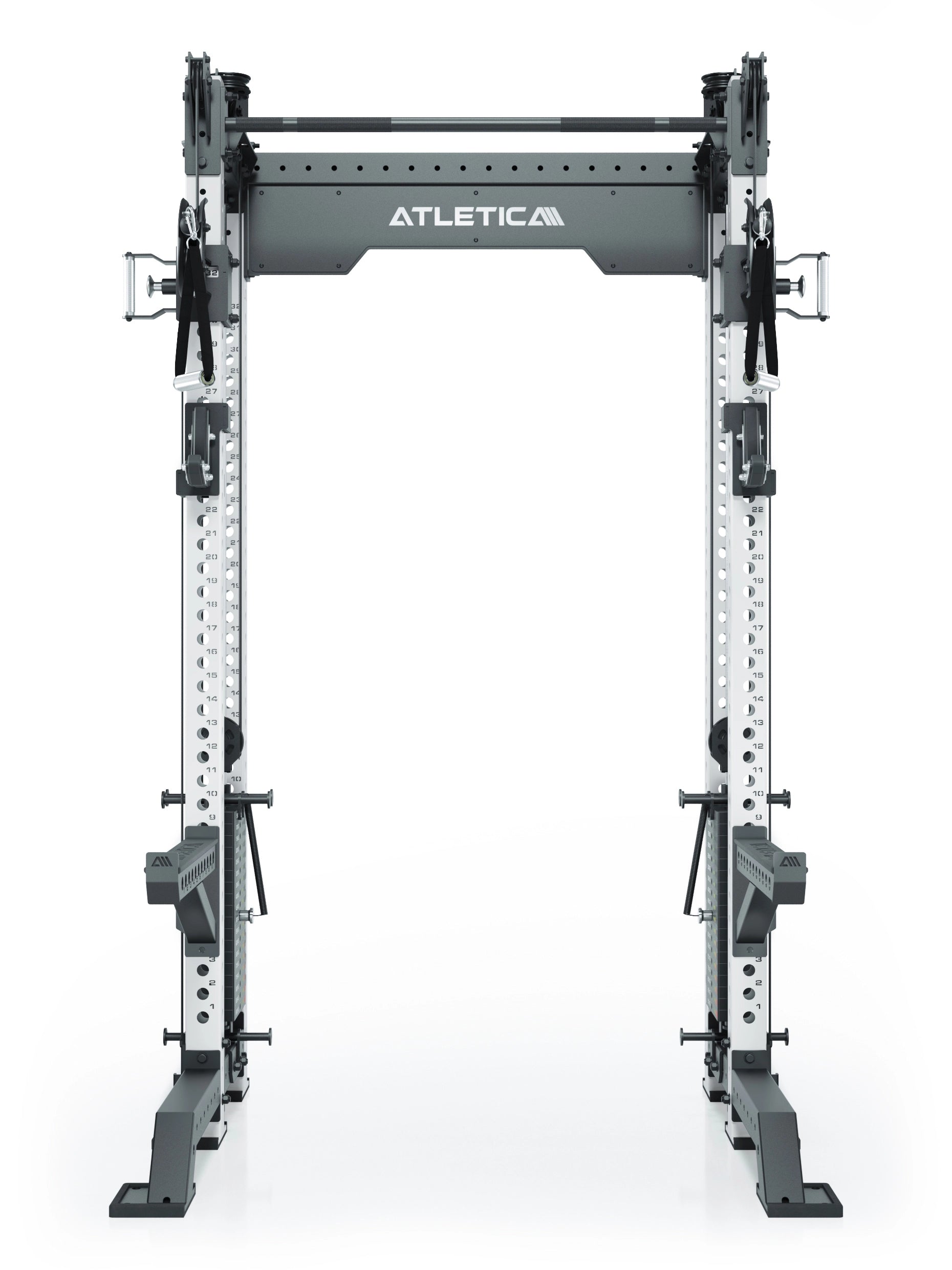 Power Rack R8-Bradley Kabelzug Station: Power Rack mit Seilzug und 2x90kg seitlichen Gewichtsblocks | Modular ausbaubar mit Multipresse und Jammer Arms | #variante_wei