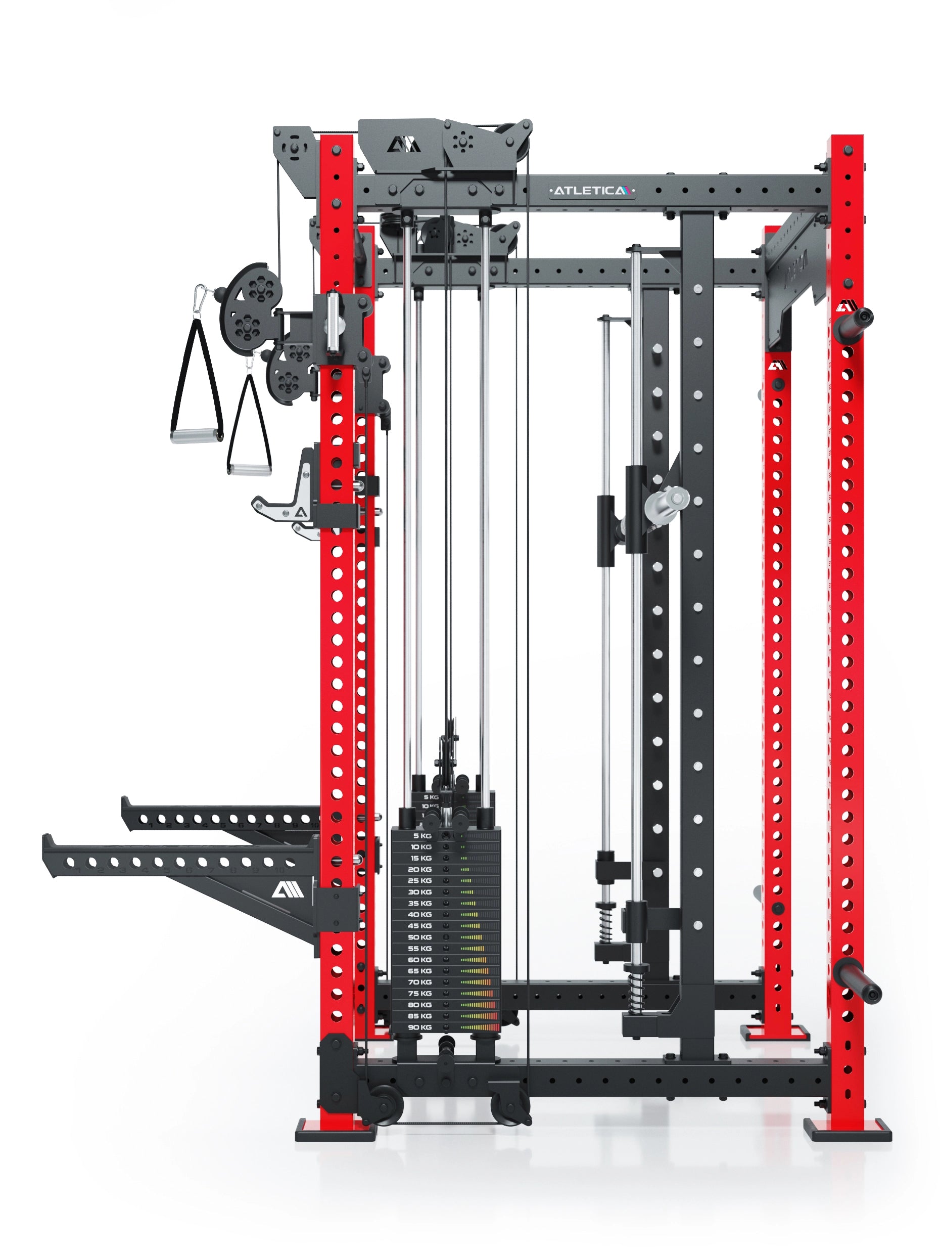 Power Racks: R8 R8 Bradley | Power Rack mit 2x90kg seitlichen Gewichtsblocks, Smith Machine und dualem Kabelzug,