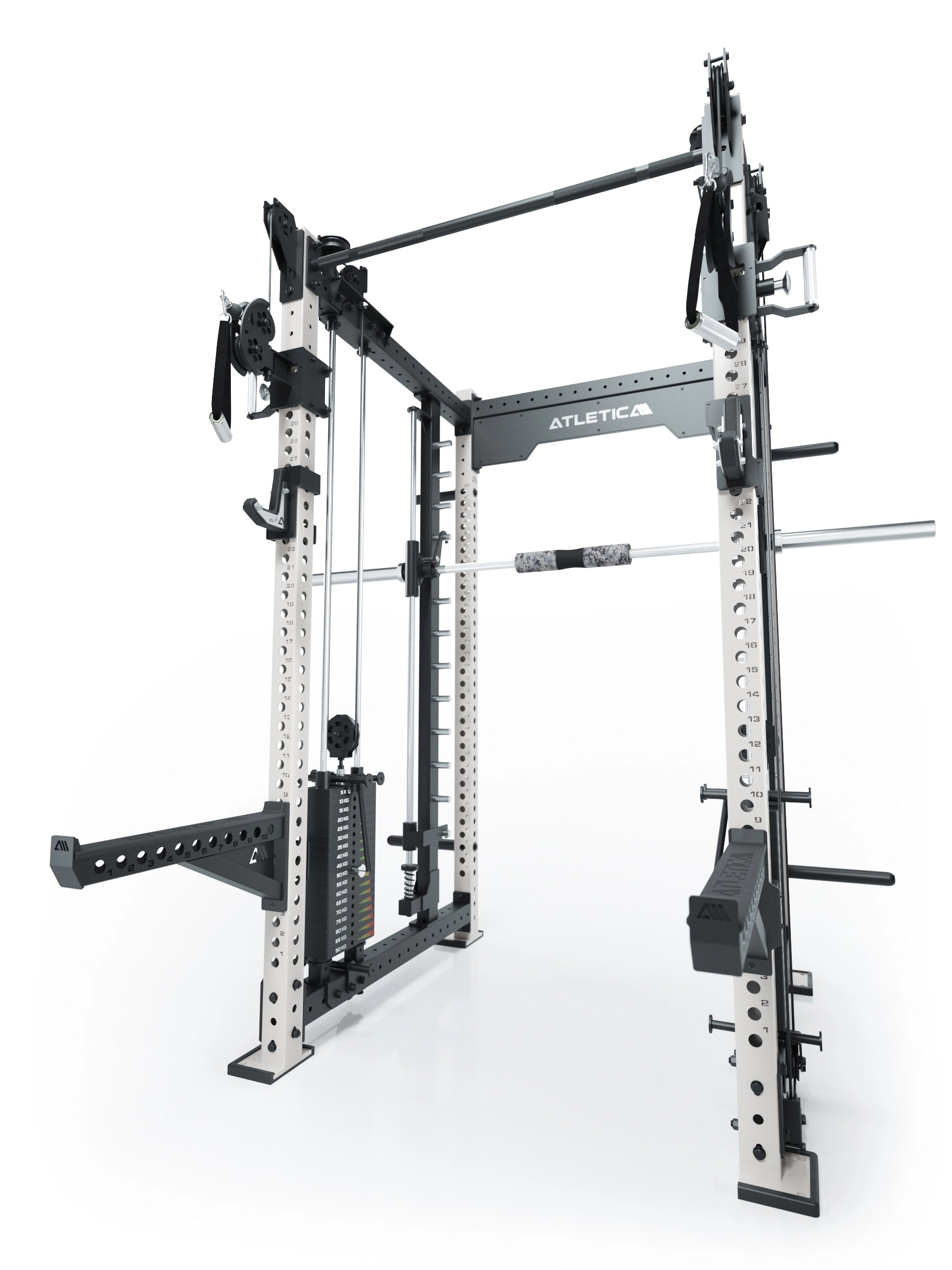 Power Racks: R8 R8 Bradley | Power Rack mit 2x90kg seitlichen Gewichtsblocks, Smith Machine und dualem Kabelzug,