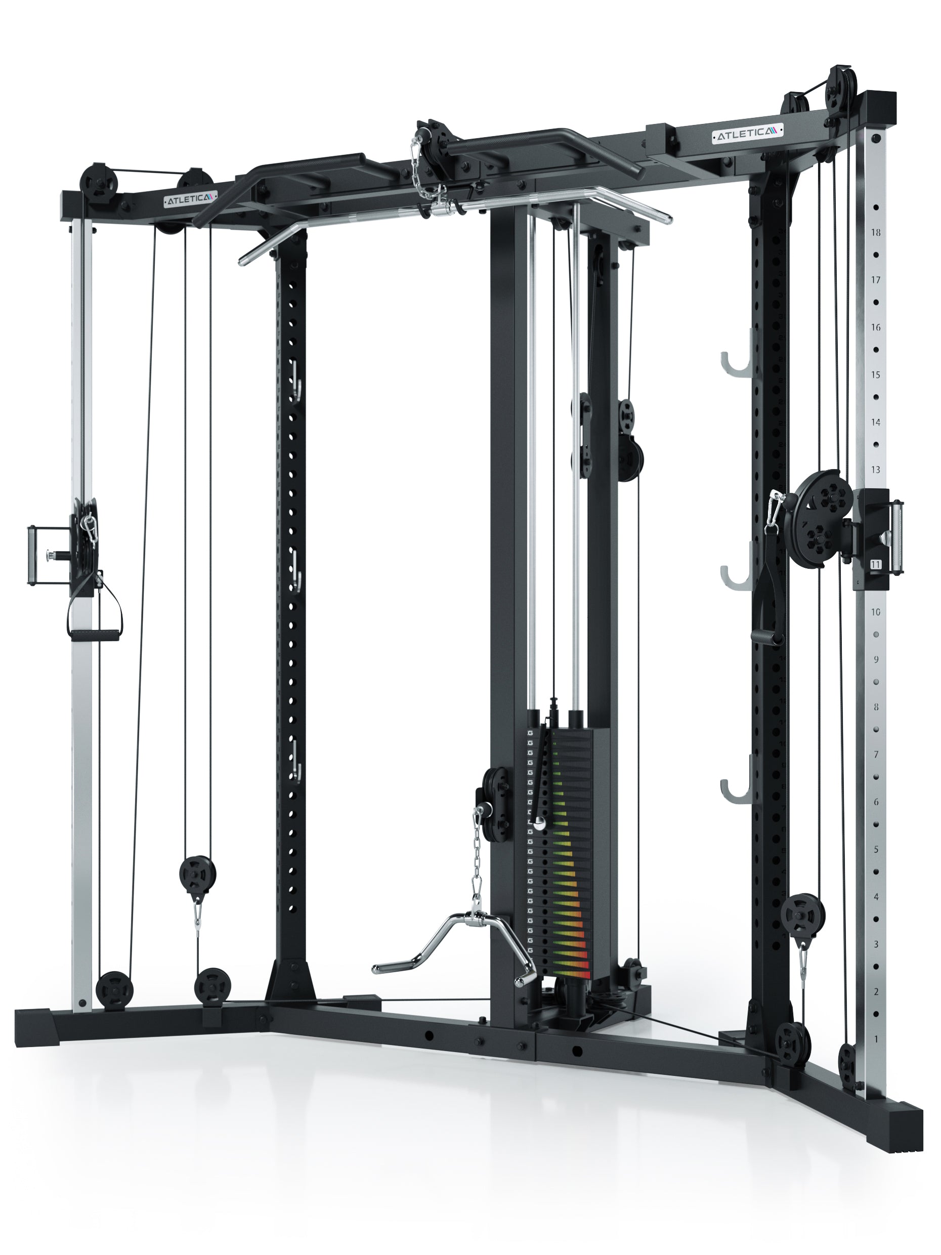 X-TRIA Kabelzugstation Cross-Over-Kabelzug mit Lat- und Ruderzug | 125kg Gewichtsblock: #variante_high-226cm