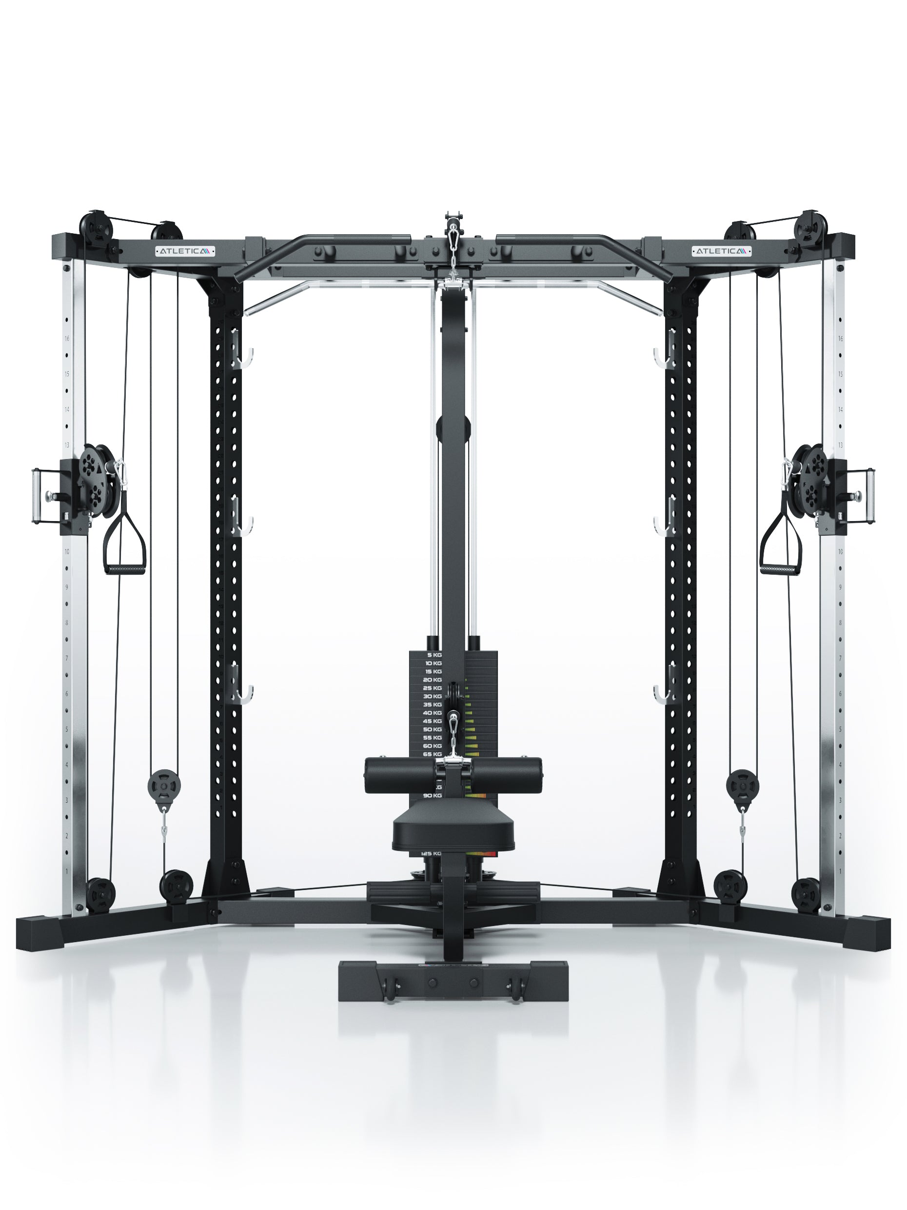 Kabelzugstation: X-TRIA mit Gewichten, abnehmbarer Hantelbank: #variante_low-206cm