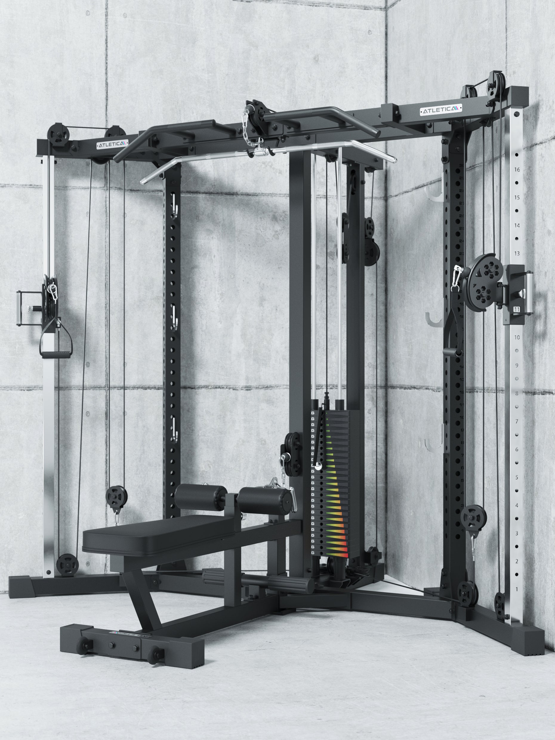 X-TRIA Kabelzugstation mit Cross-Over-Kabelzug mit Lat- und Ruderzug: #variante_low-206cm