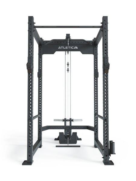 R8-Blaster Power Rack: Full Rack mit Latzug | 4 J-Hooks, Pull-Up Bar, Safeties, Logo Plate, Bar Holder | Next Level Squat Rack | 226 cm Höhe | 123x211 cm Grundfläche | 220 kg