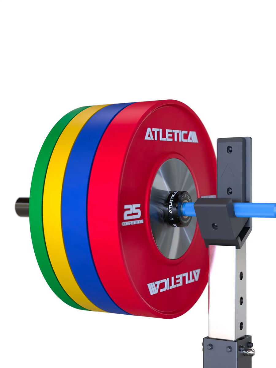 Hantelstange: Delta Hybrid Langhantel in Blau mit Competition Bumper Plates