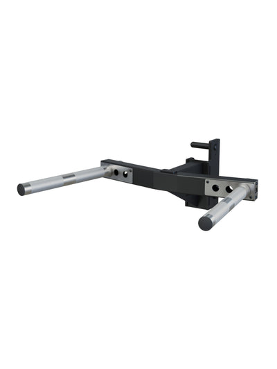 Dip-Barren für R8 Power Racks | 3 verschiedene Griffbreiten von 29-70cm | 30° Griffwinkel | angenehme Rändelung | Klappmechanismus für sicheren Halt | 3mm Stahl | 350kg Traglast