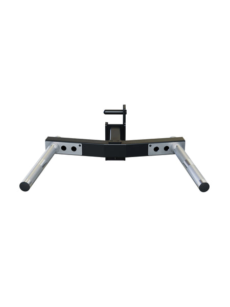 Dip-Barren für R8 Power Racks | 3 verschiedene Griffbreiten von 29-70cm | 30° Griffwinkel | angenehme Rändelung | Klappmechanismus für sicheren Halt | 3mm Stahl | 350kg Traglast