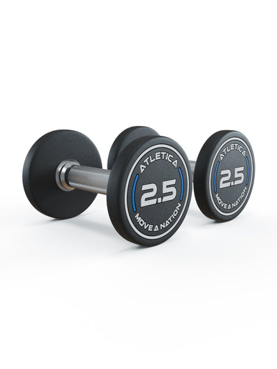 Gewichte: Rundhanteln, Polyurethan Rundhanteln (Paar)- Gerader Griff mit Hartchrom | CNC gefräster Stahlkern | Paarweise von 2.5 bis 60kg, #size_2-x-2-5kg