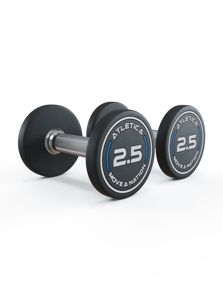 Gewichte: Rundhanteln, Polyurethan Rundhanteln (Paar)- Gerader Griff mit Hartchrom | CNC gefräster Stahlkern | Paarweise von 2.5 bis 60kg, #size_2-x-2-5kg