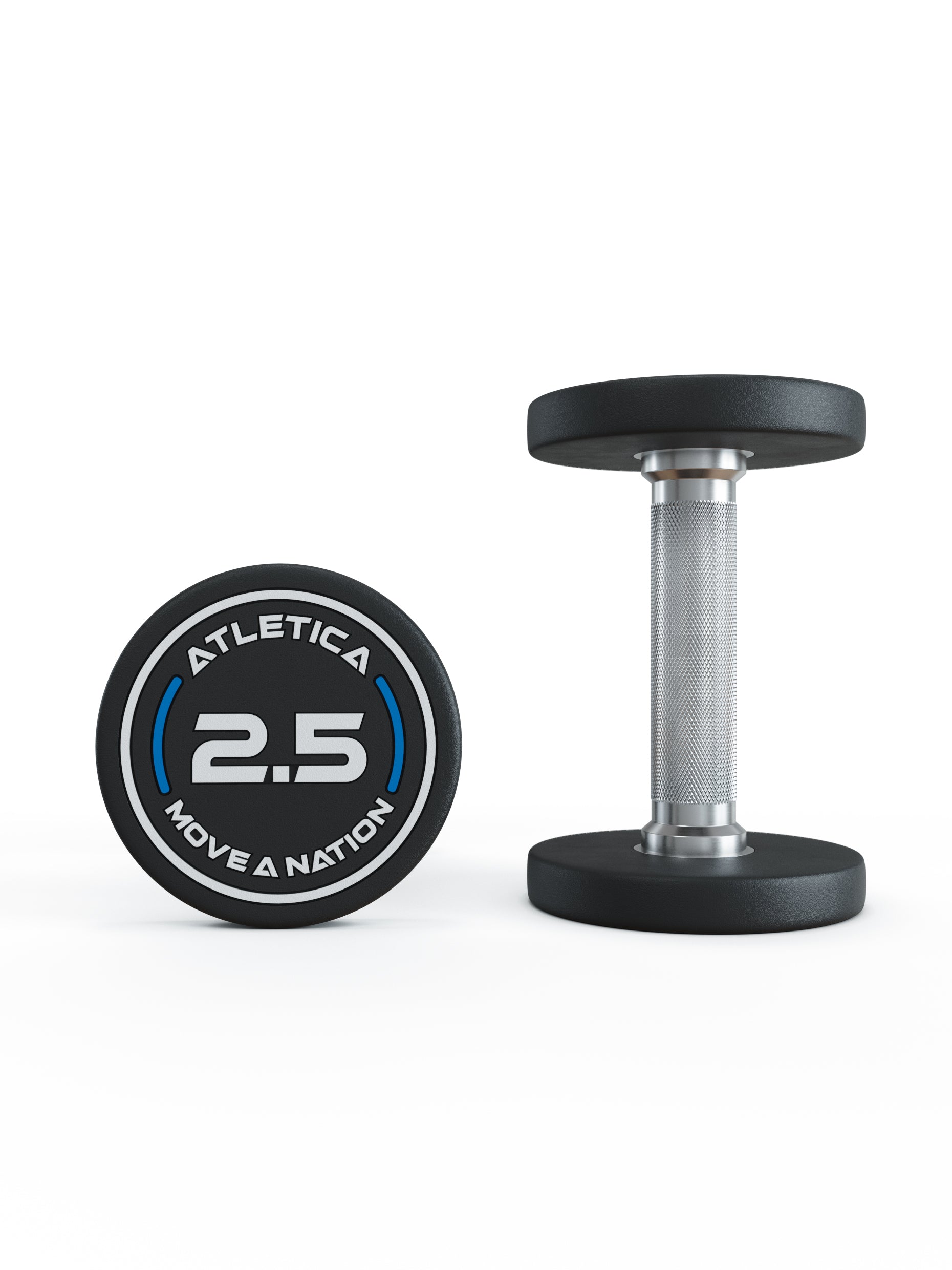 Gewichte: Rundhanteln, Polyurethan Rundhanteln (Paar)- Gerader Griff mit Hartchrom | CNC gefräster Stahlkern | Paarweise von 2.5 bis 60kg, #size_2-x-2-5kg