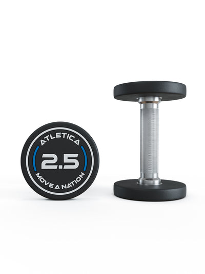 Gewichte: Rundhanteln, Polyurethan Rundhanteln (Paar)- Gerader Griff mit Hartchrom | CNC gefräster Stahlkern | Paarweise von 2.5 bis 60kg, #size_2-x-2-5kg