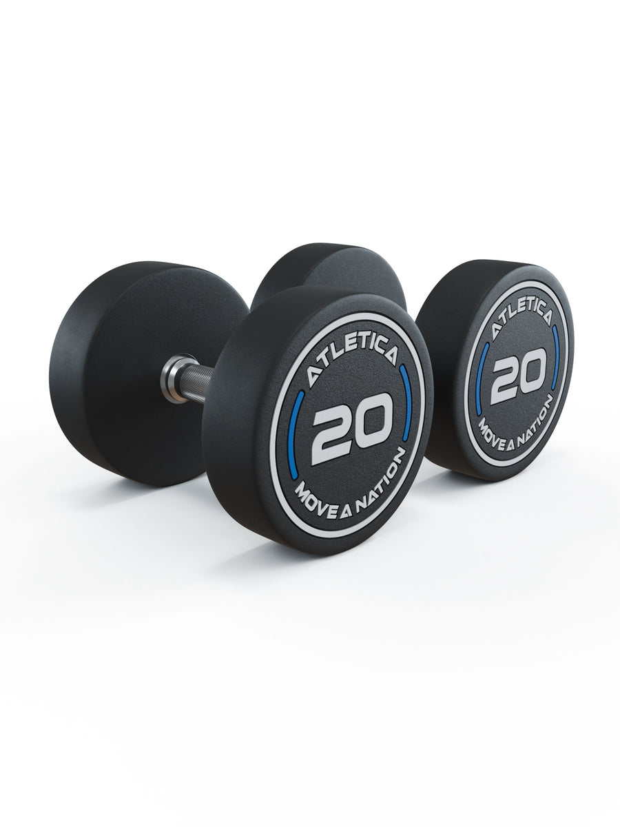 Gewichte: Rundhanteln, Polyurethan Rundhanteln (Paar)- Gerader Griff mit Hartchrom | CNC gefräster Stahlkern | Paarweise von 2.5 bis 60kg, #size_2-x-20kg