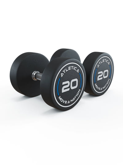 Gewichte: Rundhanteln, Polyurethan Rundhanteln (Paar)- Gerader Griff mit Hartchrom | CNC gefräster Stahlkern | Paarweise von 2.5 bis 60kg, #size_2-x-20kg