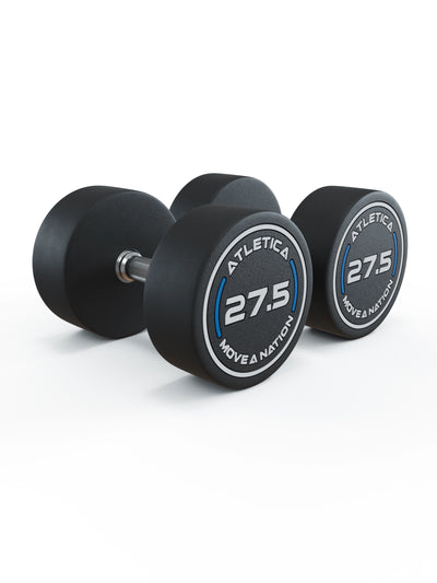 Gewichte: Rundhanteln, Polyurethan Rundhanteln (Paar)- Gerader Griff mit Hartchrom | CNC gefräster Stahlkern | Paarweise von 2.5 bis 60kg, #size_2-x-27-5kg