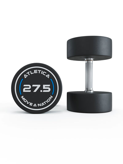 Gewichte: Rundhanteln, Polyurethan Rundhanteln (Paar)- Gerader Griff mit Hartchrom | CNC gefräster Stahlkern | Paarweise von 2.5 bis 60kg, #size_2-x-27-5kg