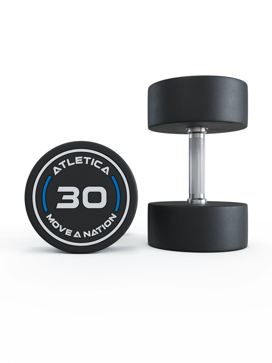 Gewichte: Rundhanteln, Polyurethan Rundhanteln (Paar)- Gerader Griff mit Hartchrom | CNC gefräster Stahlkern | Paarweise von 2.5 bis 60kg, #size_2-x-30kg