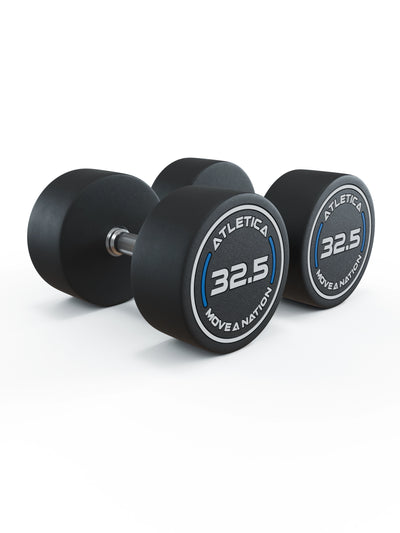 Gewichte: Rundhanteln, Polyurethan Rundhanteln (Paar)- Gerader Griff mit Hartchrom | CNC gefräster Stahlkern | Paarweise von 2.5 bis 60kg, #size_2-x-32-5kg
