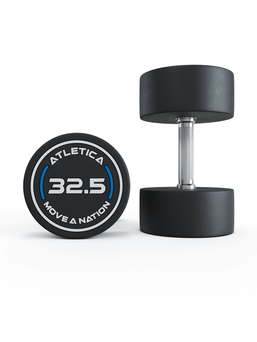 Gewichte: Rundhanteln, Polyurethan Rundhanteln (Paar)- Gerader Griff mit Hartchrom | CNC gefräster Stahlkern | Paarweise von 2.5 bis 60kg, #size_2-x-32-5kg