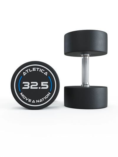 Gewichte: Rundhanteln, Polyurethan Rundhanteln (Paar)- Gerader Griff mit Hartchrom | CNC gefräster Stahlkern | Paarweise von 2.5 bis 60kg, #size_2-x-32-5kg