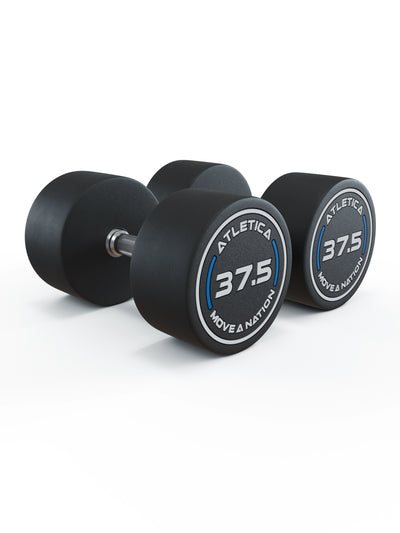 Gewichte: Rundhanteln, Polyurethan Rundhanteln (Paar)- Gerader Griff mit Hartchrom | CNC gefräster Stahlkern | Paarweise von 2.5 bis 60kg, #size_2-x-37-5kg