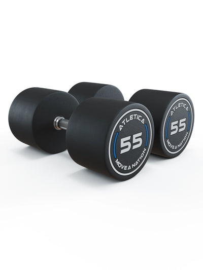 Gewichte: Rundhanteln, Polyurethan Rundhanteln (Paar)- Gerader Griff mit Hartchrom | CNC gefräster Stahlkern | Paarweise von 2.5 bis 60kg, #size_2-x-55kg