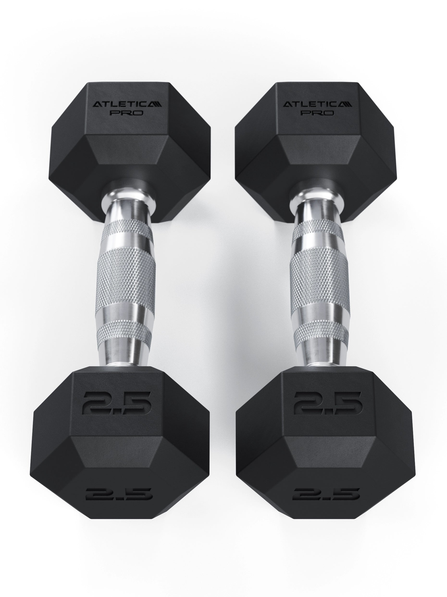 ATLETICA Hexagonhanteln PRO (Paar) | Polyurethan Hexagon Kurzhanteln | Dumbbells Pro - Gewichte mit bikonischem Griff mit Hartchrom Beschichtung | CNC gefräster Stahlkern | Paarweise von 2.5 bis 50kg, 