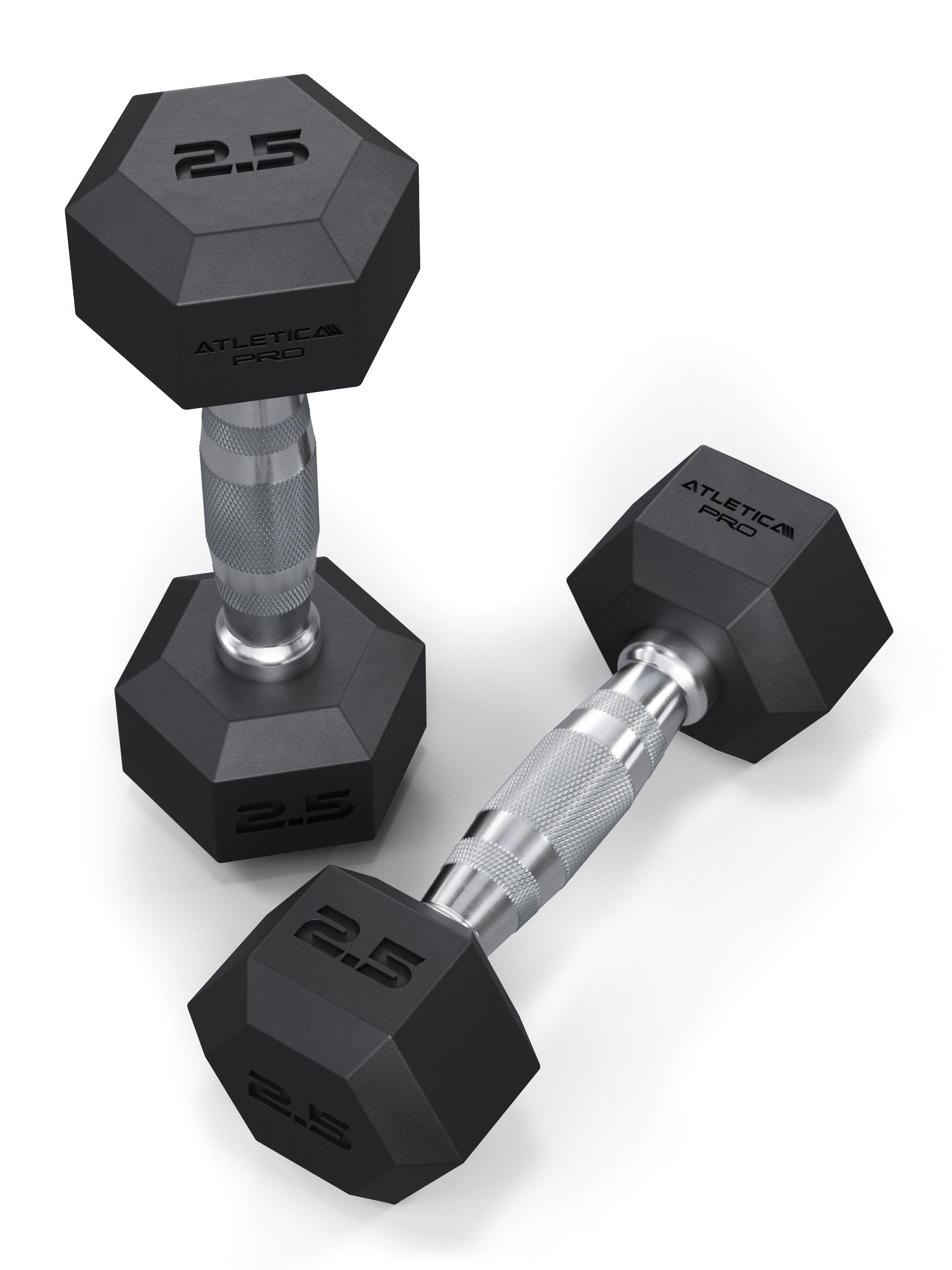 ATLETICA Hexagonhanteln PRO (Paar) | Polyurethan Hexagon Kurzhanteln | Dumbbells Pro - Gewichte mit bikonischem Griff mit Hartchrom Beschichtung | CNC gefräster Stahlkern | Paarweise von 2.5 bis 50kg, 